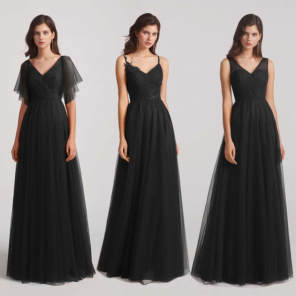 black tulle bridesmaid dresses