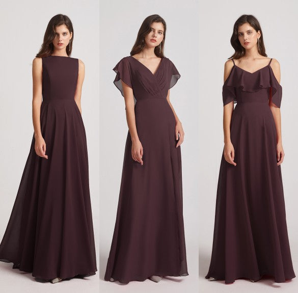 burgundy chiffon bridesmaid dresses