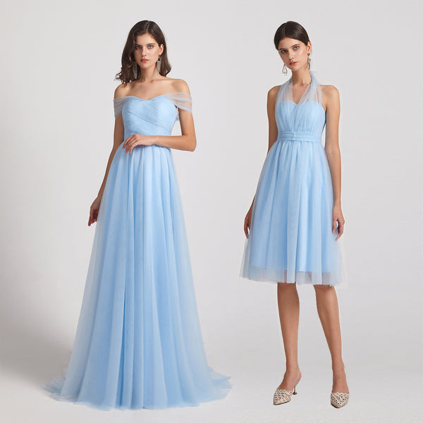convertible tulle blue bridesmaid dresses