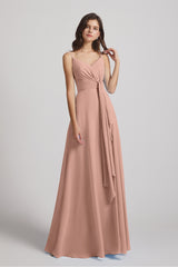 dusty rose chiffon bridesmaid dress