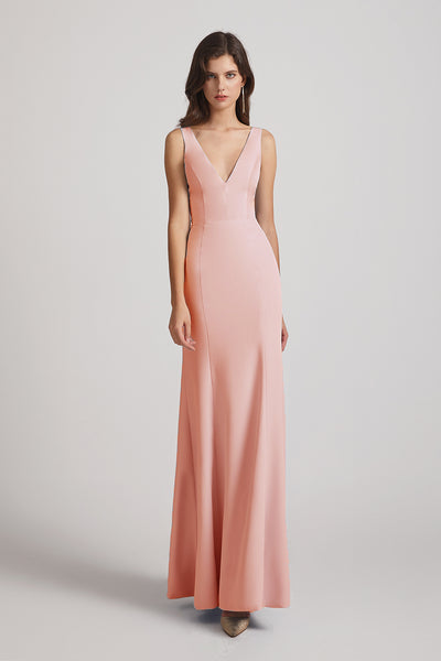 coral satin bridesmaid dress