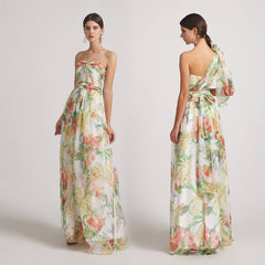 floral convertible  chiffon bridesmaid dresses