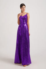 grape sequin long bridesmaid dresses