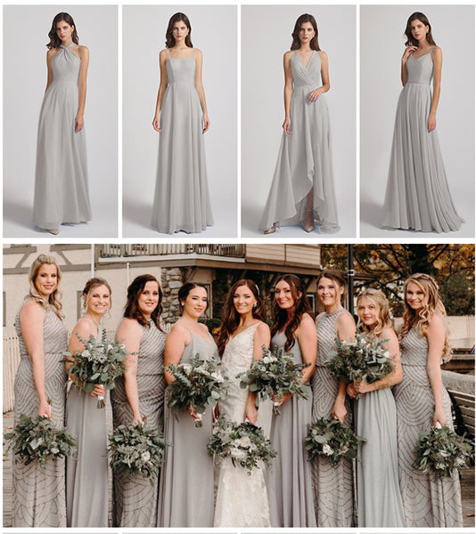 grey bridesmaid dresses