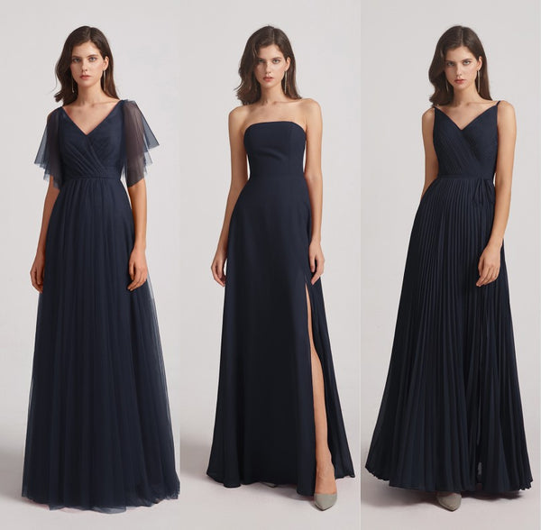 dark blue bridesmaid dress