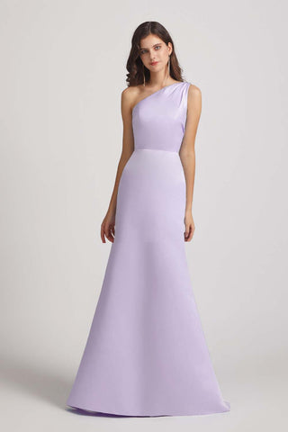 one shoulder silky fitted affordable bridesmaids dresses