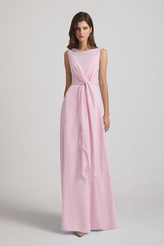 Tie-Waist Chiffon Bridesmaid Dresses