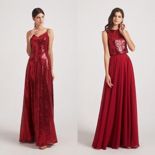 red maxi bridesmaid dresses