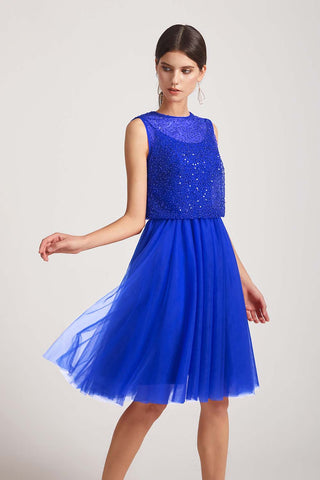 Jewel Sequin sleeveless Short A-line Bridesmaid Dresses