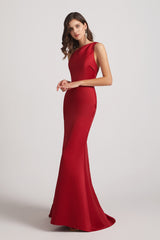 one shoulder satin prom dresses