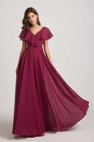 ruffles chiffon bridesmaid dress