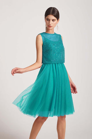 Jewel Sequin sleeveless Short A-line Bridesmaid Dresses