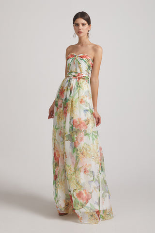 Floral Chiffon Convertible A-line Ruched Bridesmaid Dresses