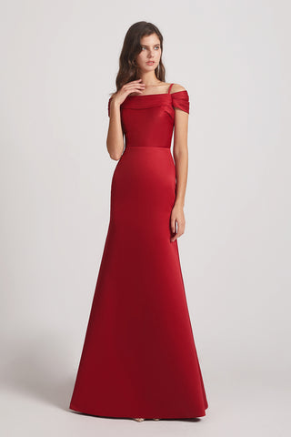 Spaghetti Straps Off The Shoulder A-line Bridesmaid Dresses