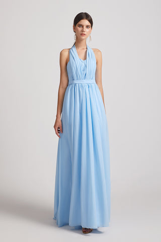 Chiffon Convertible Sleeveless A-line Ruched Long Bridesmaid Dresses