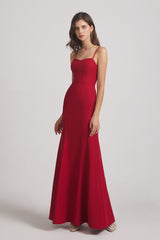 Mermaid Spaghetti Straps Fitted Red Bridesmaid Dresses