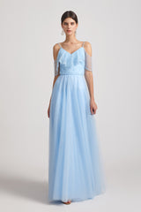 sky blue bridesmaid dress