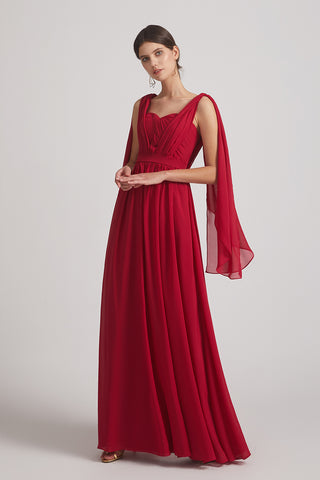 Sweetheart Convertible A-line Long Chiffon Bridesmaid Dresses