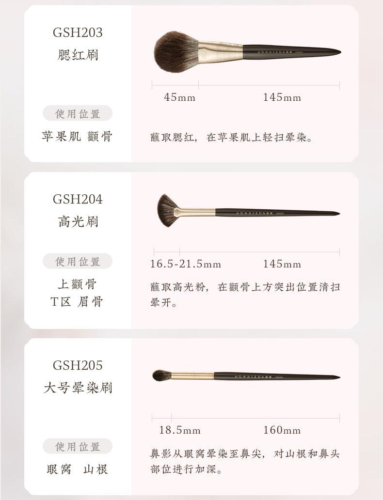 Rownyeon GSH Portable Makeup Fiber Brush 10-in-Set RY005