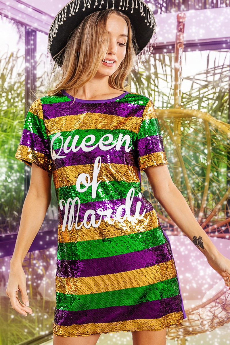 Queen of Mardi Sequin Dress