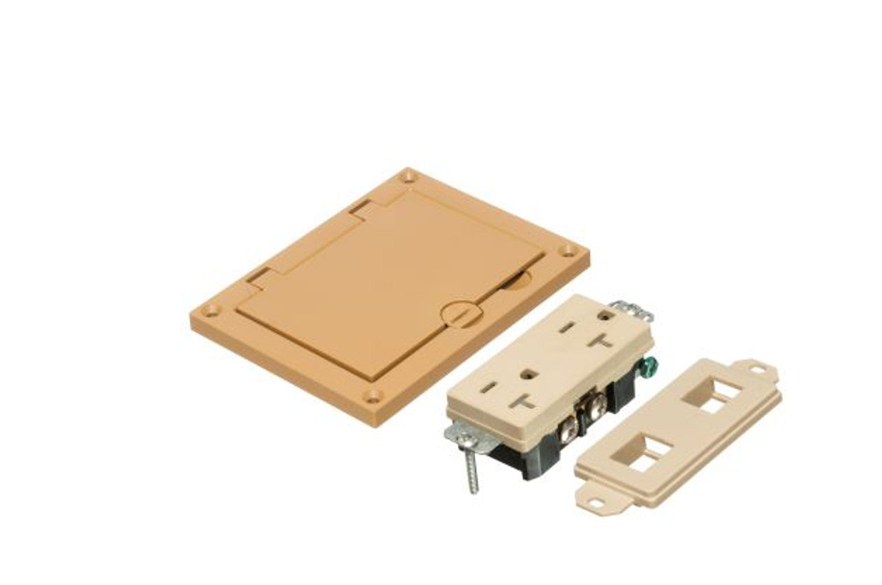 Arlington FLBC8501CA Single Gang Non-Metallic Cover Kit with Flip Lid Cover and 20A Receptacle, Caramel