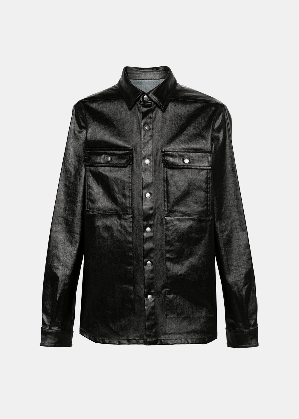 RICK OWENS Black Coated Denim Shirt Jacket