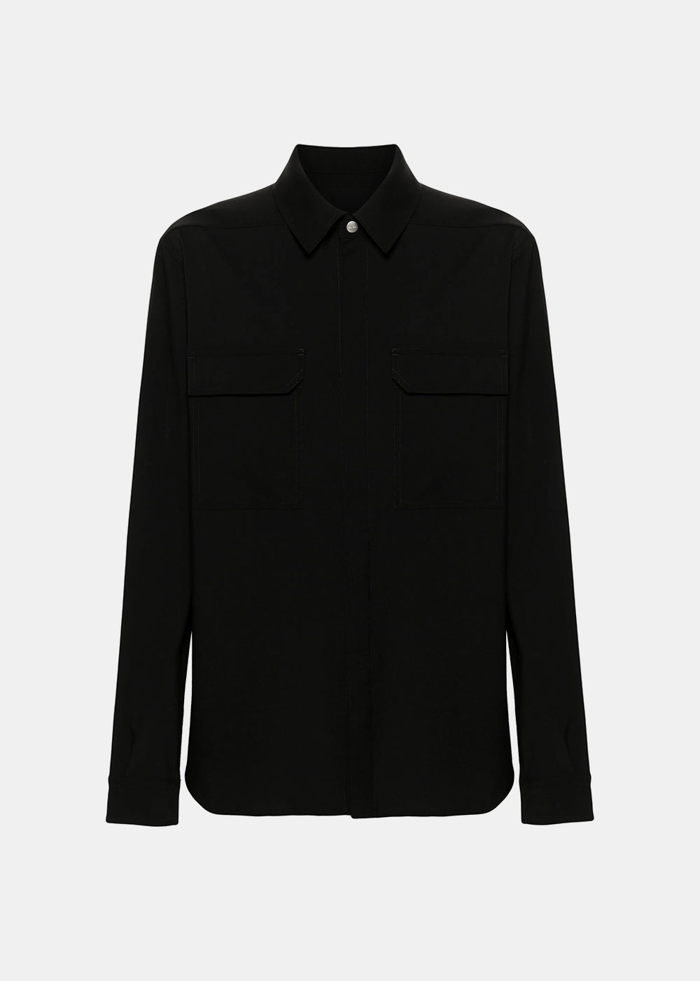 RICK OWENS Black Press-Stud Virgin-Wool Shirt