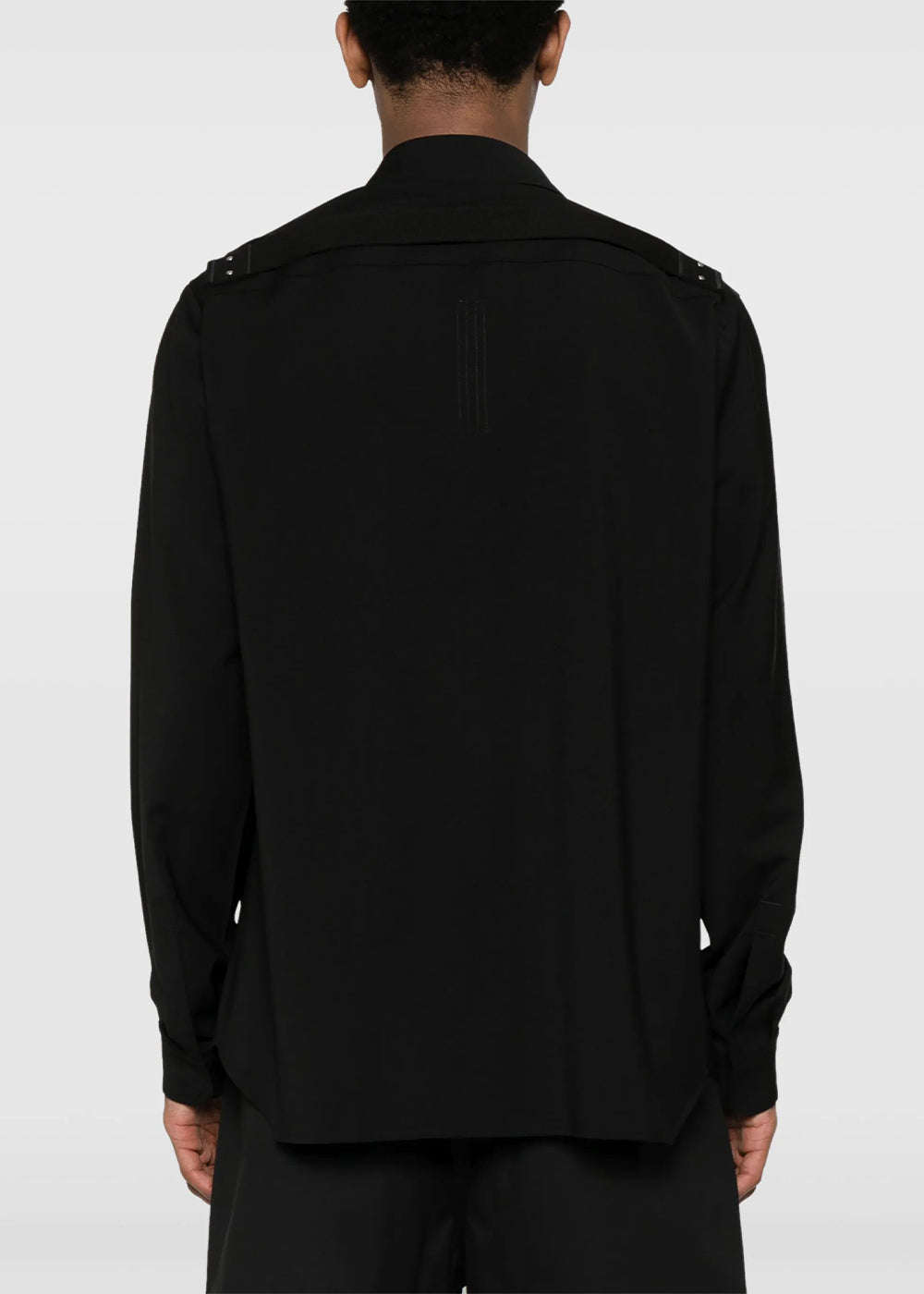 RICK OWENS Black Press-Stud Virgin-Wool Shirt