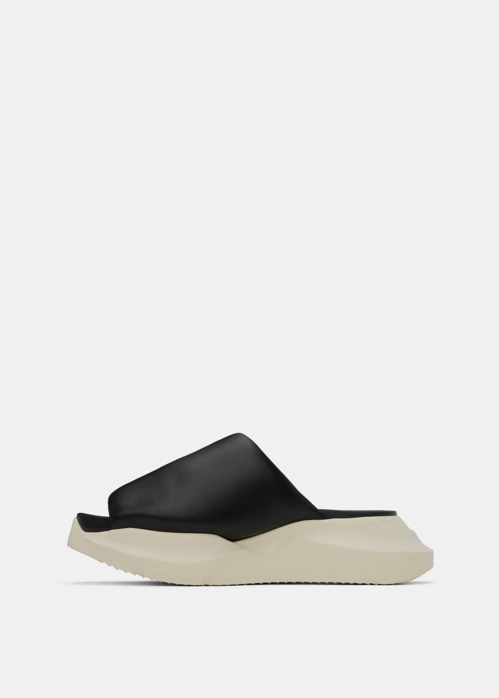 RICK OWENS Black Leather Platform Sliders