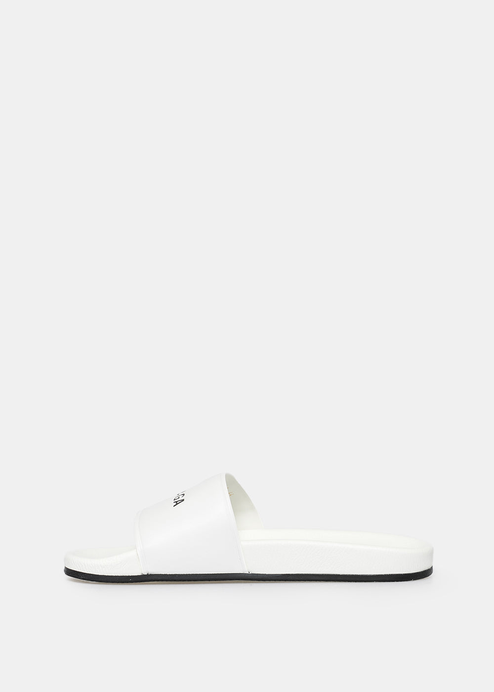 BALENCIAGA White Leather Slides
