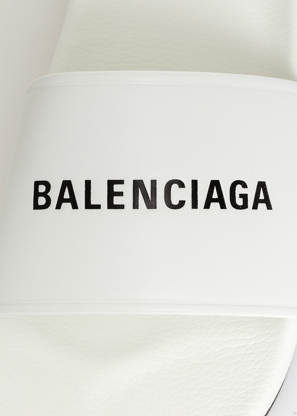 BALENCIAGA White Leather Slides