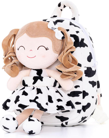 Personalized Curly Doll Backpack with Cow Costume