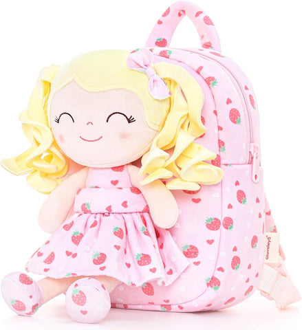 Personalized Gloveleya Curly Girl Dolls Backpack with Strawberry Costume