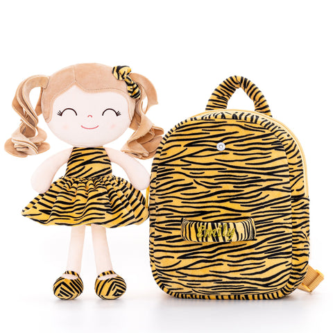 Personalized Gloveleya Curly Doll Backpack with Tiger Costume.
