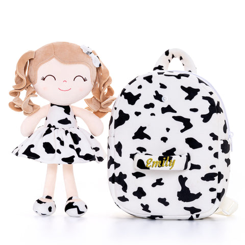 Personalized Curly Doll Backpack with Cow Costume