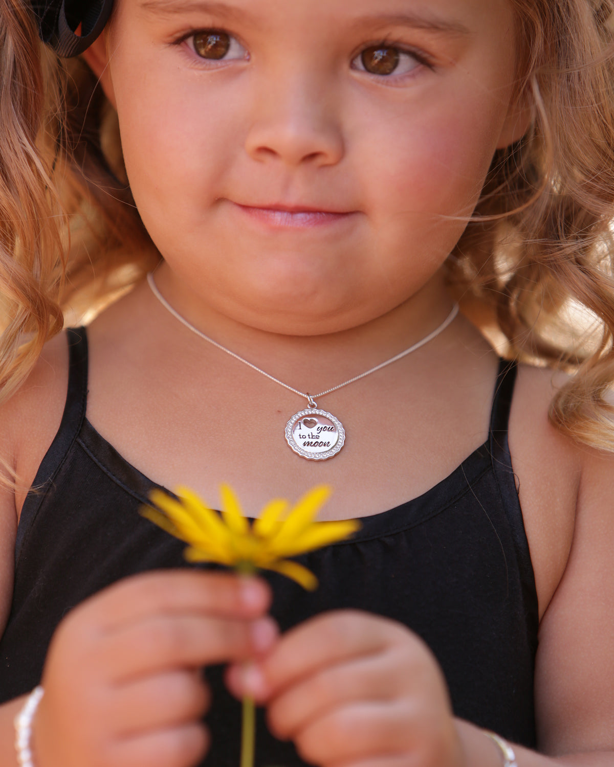 Sterling Silver I Love You to the Moon and Back for Kids Necklace for Little Girls