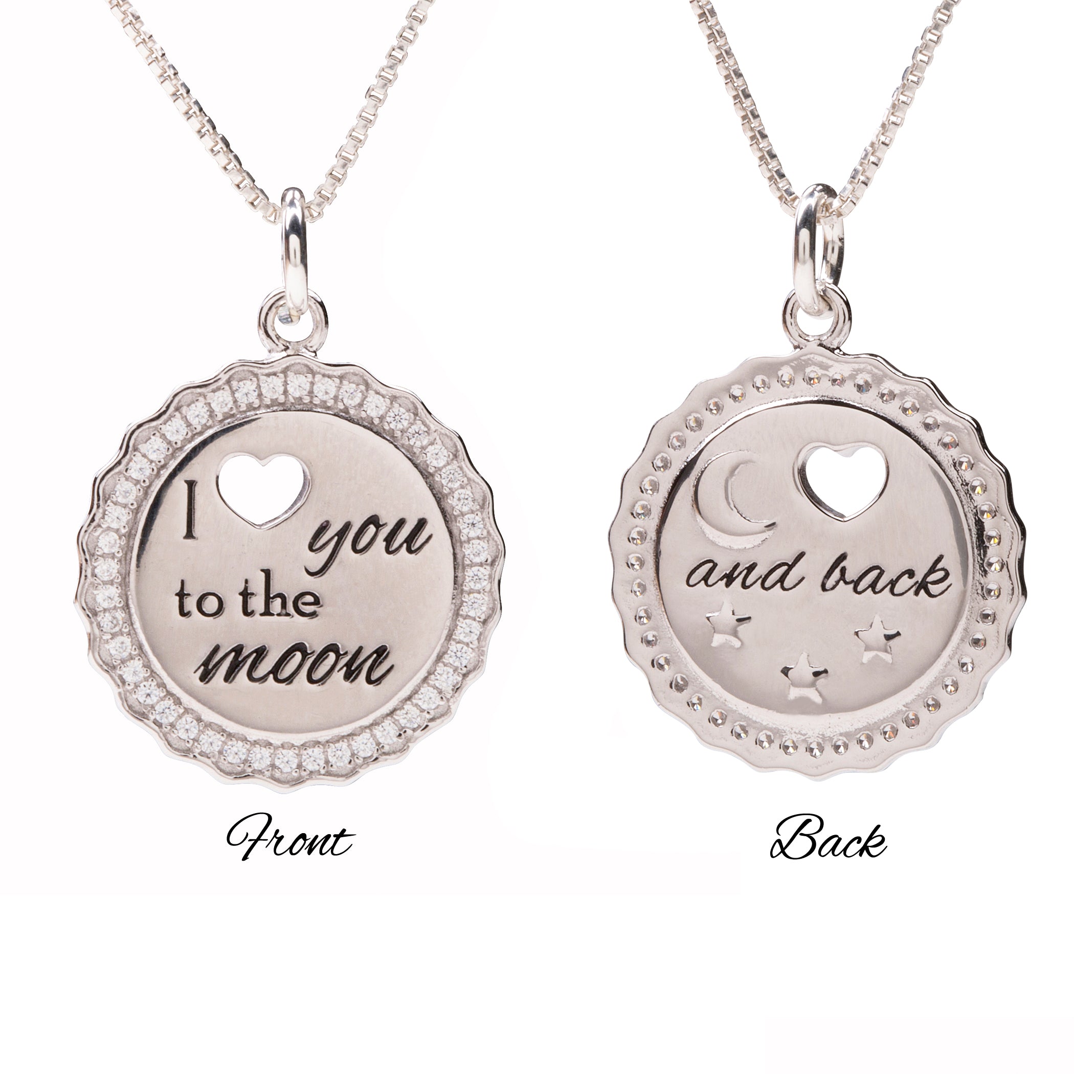 Sterling Silver I Love You to the Moon and Back for Kids Necklace for Little Girls