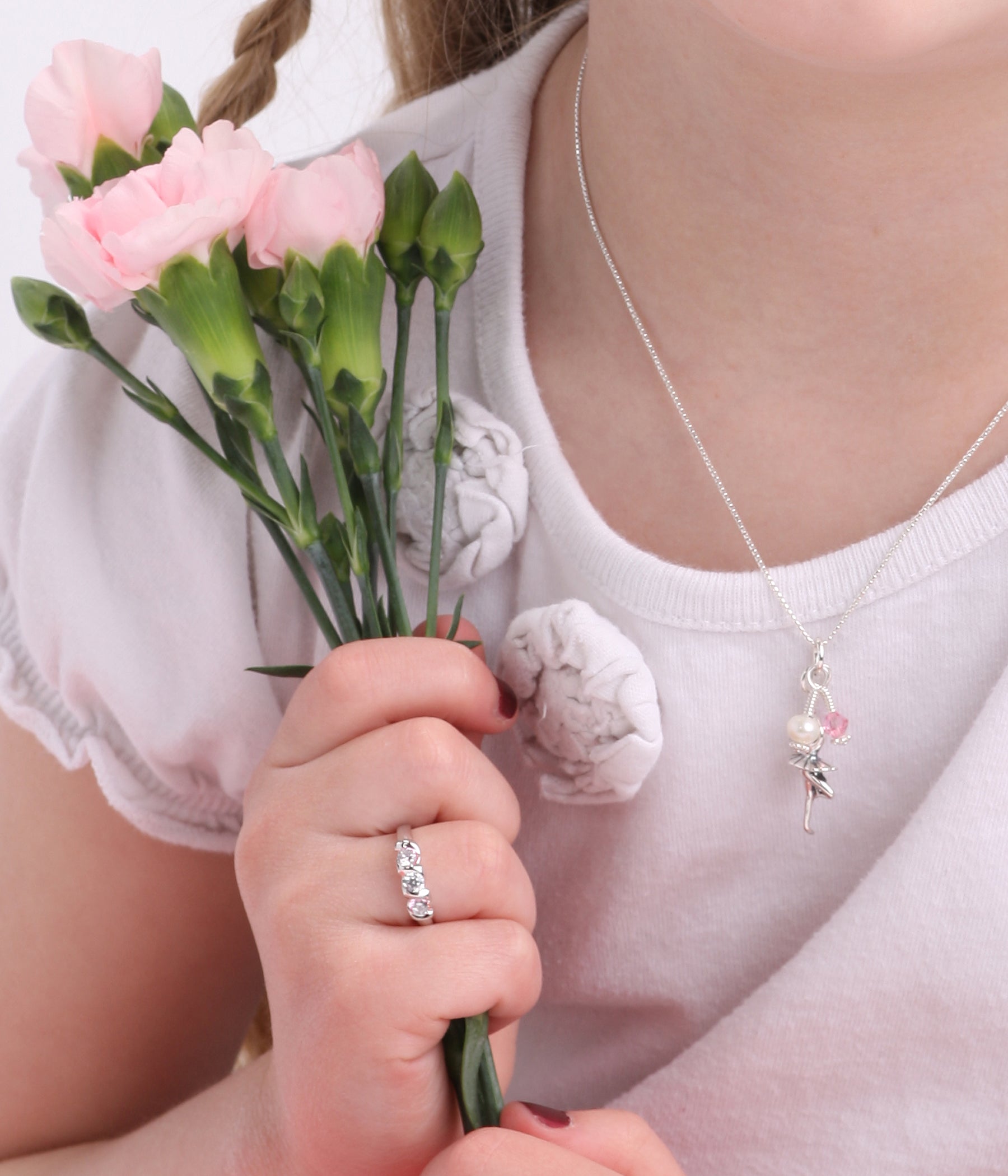 Sterling Silver Baby Ring with Twisted Band and Three CZ Stones for Girls