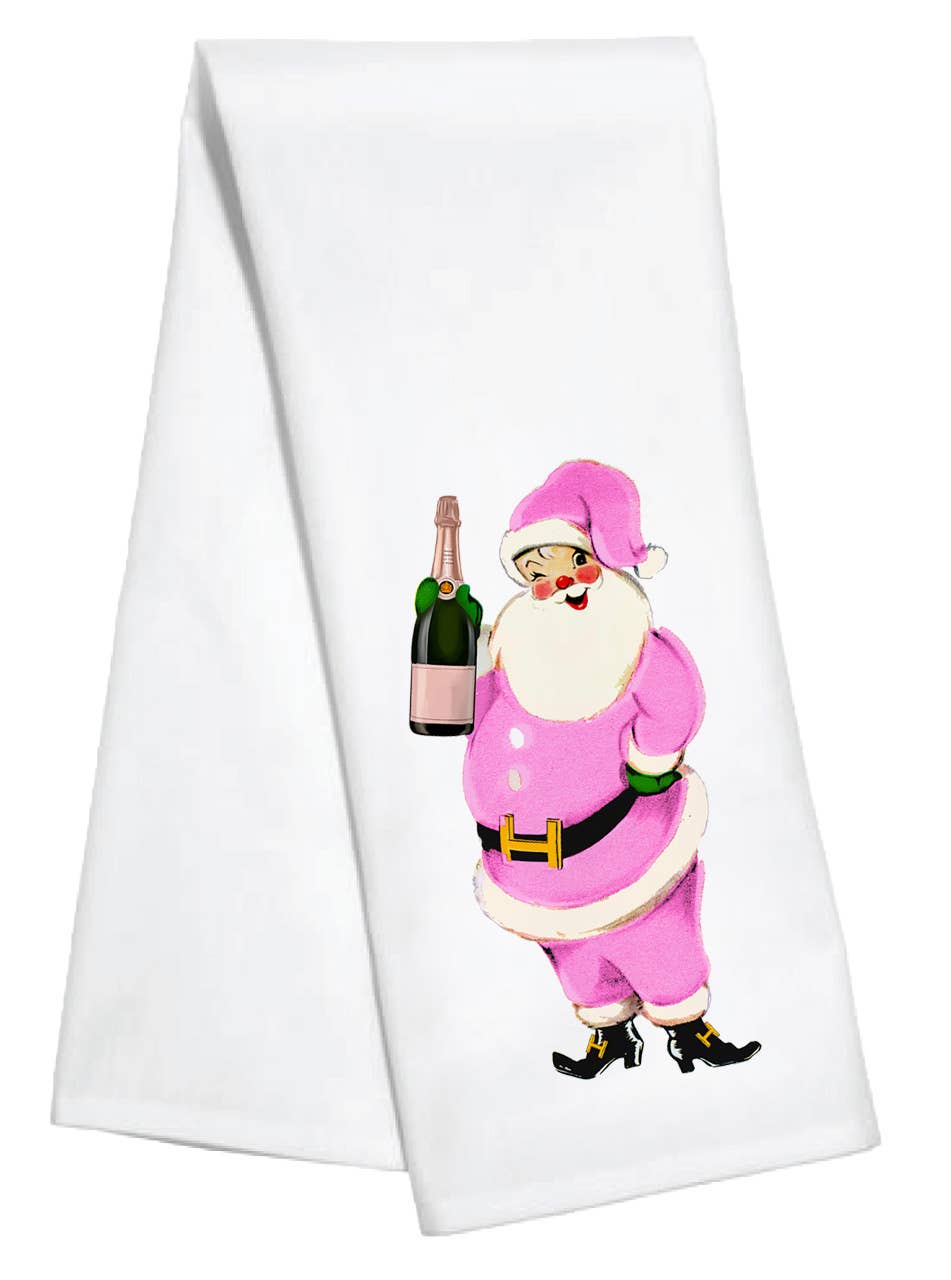 Kitchen Towel- Champagne Santa