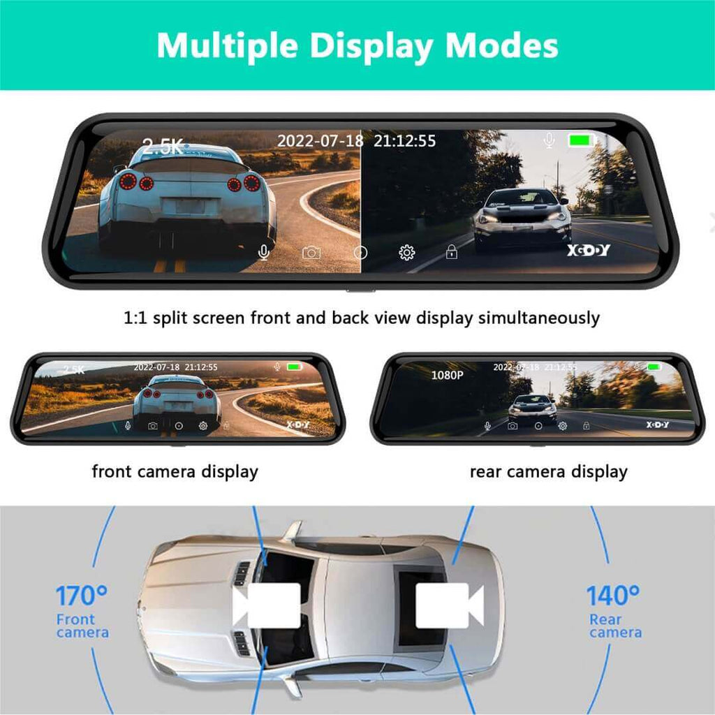 Espejo Retrovisor Con Doble Cámara DVR: ¡Seguridad y Visión Total en tu Viaje!