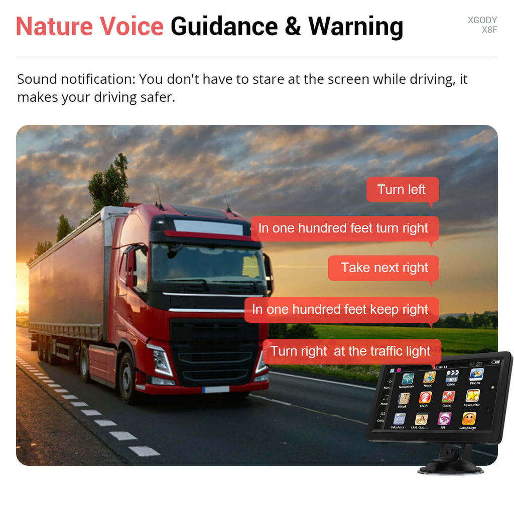 Truck GPS, Car Sat nav, Nature Voice Guidance & Warning