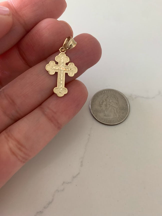 14K Solid Gold Cross | 20MM Yellow Gold Cross | Catholic Pendant | 14K Solid Gold Cross Christian Pendant