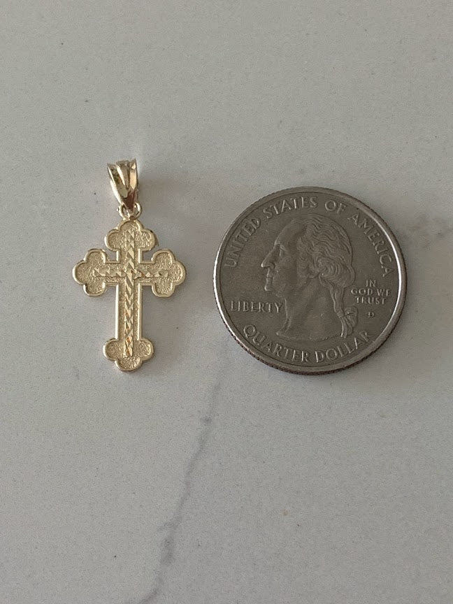 14K Solid Gold Cross | 20MM Yellow Gold Cross | Catholic Pendant | 14K Solid Gold Cross Christian Pendant
