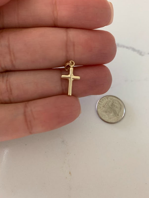 13MM 14K Genuine Gold Cross | Yellow Gold Cross | Catholic Pendant | 14K Genuine Gold Cross Christian Pendant | Tube Cross