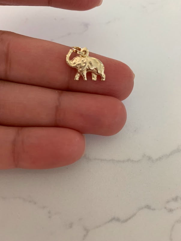 14K Solid Gold Elephant Pendant | Yellow Gold Pendant | Shiny Elephant Pendant | 14K Solid Gold Pendant