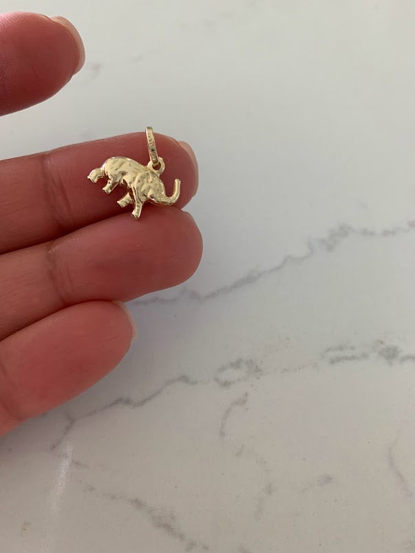 14K Solid Gold Elephant Pendant | Yellow Gold Pendant | Shiny Elephant Pendant | 14K Solid Gold Pendant