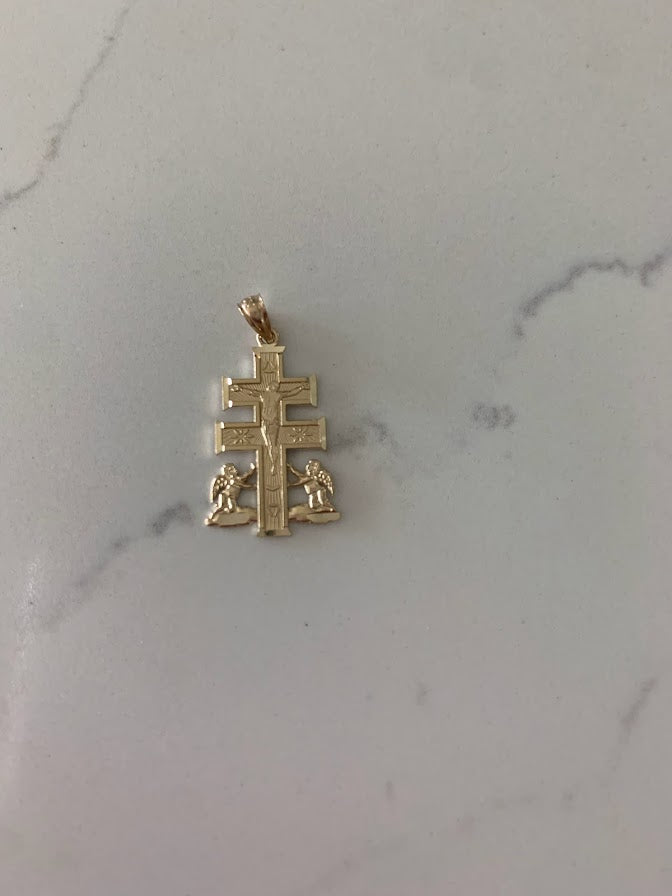 14k Caravaca Cross| Real Solid Yellow Gold |  Cross Jesus Crucifix Religious | Caravaca Pendant in Solid Gold