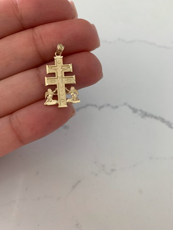 14k Caravaca Cross| Real Solid Yellow Gold |  Cross Jesus Crucifix Religious | Caravaca Pendant in Solid Gold