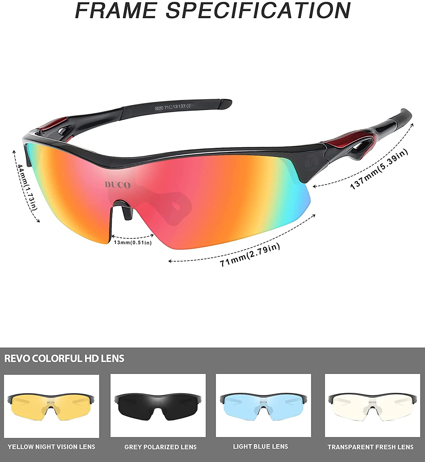 Duco Polarized Sports Cycling Sunglasses for Men with 5 Interchangeable  Lenses for Running Golf Fishing Hiking Baseball – DUCO GLASSES-The right  kind of shady