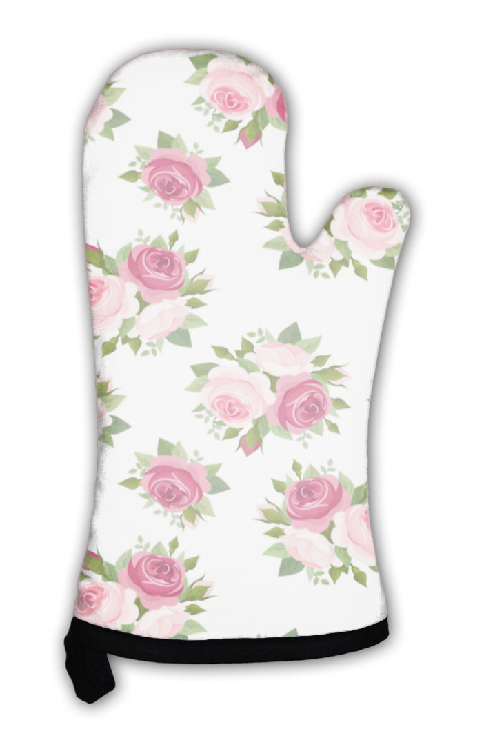 Oven Mitt, Pattern With Red And Pink Roses Illustration